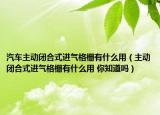 汽車主動閉合式進氣格柵有什么用（主動閉合式進氣格柵有什么用 你知道嗎）