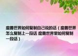 魔獸世界如何復(fù)制自己說(shuō)的話（魔獸世界怎么復(fù)制上一段話 魔獸世界里如何復(fù)制一段話）