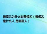 曾侯乙為什么叫曾侯乙（曾侯乙是什么人 是哪里人）