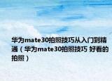 華為mate30拍照技巧從入門到精通（華為mate30拍照技巧 好看的拍照）