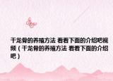 干龍骨的養(yǎng)殖方法 看看下面的介紹吧視頻（干龍骨的養(yǎng)殖方法 看看下面的介紹吧）