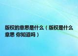 版權(quán)的意思是什么（版權(quán)是什么意思 你知道嗎）