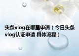 頭條vlog在哪里申請(qǐng)（今日頭條vlog認(rèn)證申請(qǐng) 具體流程）