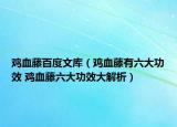 雞血藤百度文庫(kù)（雞血藤有六大功效 雞血藤六大功效大解析）