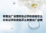 恢復(fù)出廠設(shè)置時(shí)忘記手機(jī)密碼怎么辦忘記手機(jī)密碼怎么恢復(fù)出廠設(shè)置
