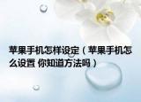 蘋果手機怎樣設定（蘋果手機怎么設置 你知道方法嗎）