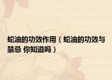蛇油的功效作用（蛇油的功效與禁忌 你知道嗎）