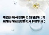 電腦刪除掉的照片怎么找回來（電腦如何找回刪除的照片 操作步驟）