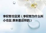李權(quán)哲倉鼠笑（李權(quán)哲為什么叫小倉鼠 原來是這樣的）