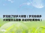 夢見撿了好多大螃蟹（夢見撿很多大螃蟹怎么回事 這是好的寓意嗎）