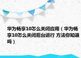 華為暢享10怎么關(guān)閉應(yīng)用（華為暢享10怎么關(guān)閉后臺(tái)運(yùn)行 方法你知道嗎）