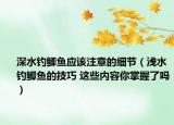 深水釣鯽魚應(yīng)該注意的細(xì)節(jié)（淺水釣鯽魚的技巧 這些內(nèi)容你掌握了嗎）