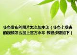 頭條發(fā)布的圖片怎么加水?。^條上發(fā)表的視頻怎么加上官方水印 教程步驟如下）