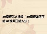 ae視頻怎么縮放（ae視頻如何壓縮 ae視頻壓縮方法）