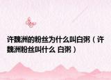 許魏洲的粉絲為什么叫白粥（許魏洲粉絲叫什么 白粥）