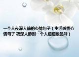 一個(gè)人夜深人靜的心情句子（生活感悟心情句子 夜深人靜時(shí)一個(gè)人細(xì)細(xì)地品味）