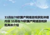 11月份70款國產(chǎn)網(wǎng)絡(luò)游戲獲批詳細(xì)內(nèi)容 11月份70款國產(chǎn)網(wǎng)絡(luò)游戲獲批具體介紹
