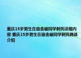 重慶15歲男生在宿舍被同學(xué)刺死詳細(xì)內(nèi)容 重慶15歲男生在宿舍被同學(xué)刺死具體介紹
