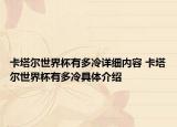 卡塔爾世界杯有多冷詳細內(nèi)容 卡塔爾世界杯有多冷具體介紹
