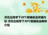 河北出現(xiàn)零下30℃極端低溫詳細(xì)內(nèi)容 河北出現(xiàn)零下30℃極端低溫具體介紹