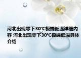 河北出現(xiàn)零下30℃極端低溫詳細(xì)內(nèi)容 河北出現(xiàn)零下30℃極端低溫具體介紹