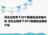 河北出現(xiàn)零下30℃極端低溫詳細(xì)內(nèi)容 河北出現(xiàn)零下30℃極端低溫具體介紹