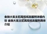 金融大案主犯再現(xiàn)紙面服刑詳細(xì)內(nèi)容 金融大案主犯再現(xiàn)紙面服刑具體介紹