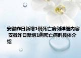 安徽昨日新增1例死亡病例詳細(xì)內(nèi)容 安徽昨日新增1例死亡病例具體介紹