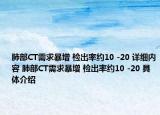 肺部CT需求暴增 檢出率約10 -20 詳細(xì)內(nèi)容 肺部CT需求暴增 檢出率約10 -20 具體介紹