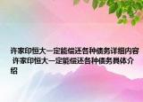 許家印恒大一定能償還各種債務(wù)詳細(xì)內(nèi)容 許家印恒大一定能償還各種債務(wù)具體介紹