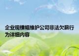 企業(yè)現(xiàn)橫幅維護公司非法欠薪行為詳細內(nèi)容
