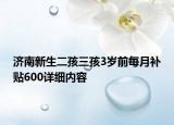 濟(jì)南新生二孩三孩3歲前每月補(bǔ)貼600詳細(xì)內(nèi)容