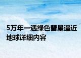 5萬年一遇綠色彗星逼近地球詳細(xì)內(nèi)容