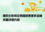 美防長稱將在韓國部署更多戰(zhàn)略武器詳細(xì)內(nèi)容