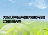 美防長稱將在韓國部署更多戰(zhàn)略武器詳細內(nèi)容