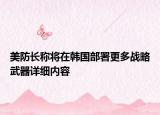 美防長稱將在韓國部署更多戰(zhàn)略武器詳細(xì)內(nèi)容