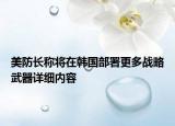 美防長稱將在韓國部署更多戰(zhàn)略武器詳細(xì)內(nèi)容