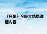 《狂飆》今晚大結(jié)局詳細(xì)內(nèi)容