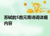 蘇軾的5首元宵詩詞詳細(xì)內(nèi)容
