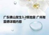 廣東佛山發(fā)生3.2級地震 廣州有震感詳細(xì)內(nèi)容