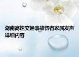 湖南高速交通事故傷者家屬發(fā)聲詳細內容