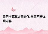 震后土耳其大雪紛飛 余震不斷詳細(xì)內(nèi)容