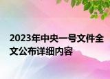2023年中央一號(hào)文件全文公布詳細(xì)內(nèi)容