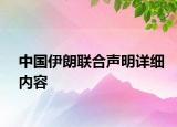 中國(guó)伊朗聯(lián)合聲明詳細(xì)內(nèi)容