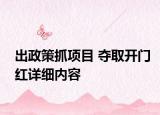 出政策抓項(xiàng)目 奪取開門紅詳細(xì)內(nèi)容
