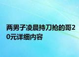 兩男子凌晨持刀搶的哥20元詳細(xì)內(nèi)容
