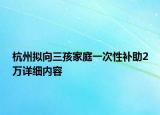 杭州擬向三孩家庭一次性補(bǔ)助2萬詳細(xì)內(nèi)容