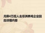 月薪4萬招人去非洲養(yǎng)雞企業(yè)回應詳細內容