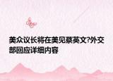 美眾議長將在美見蔡英文?外交部回應(yīng)詳細(xì)內(nèi)容