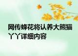 網(wǎng)傳蜂花將認(rèn)養(yǎng)大熊貓丫丫詳細(xì)內(nèi)容